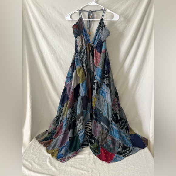 Advance Apparels Dresses & Skirts - Kantha boho hippie colorful patchwork Asymmetrical handkerchief hem dress OSFM